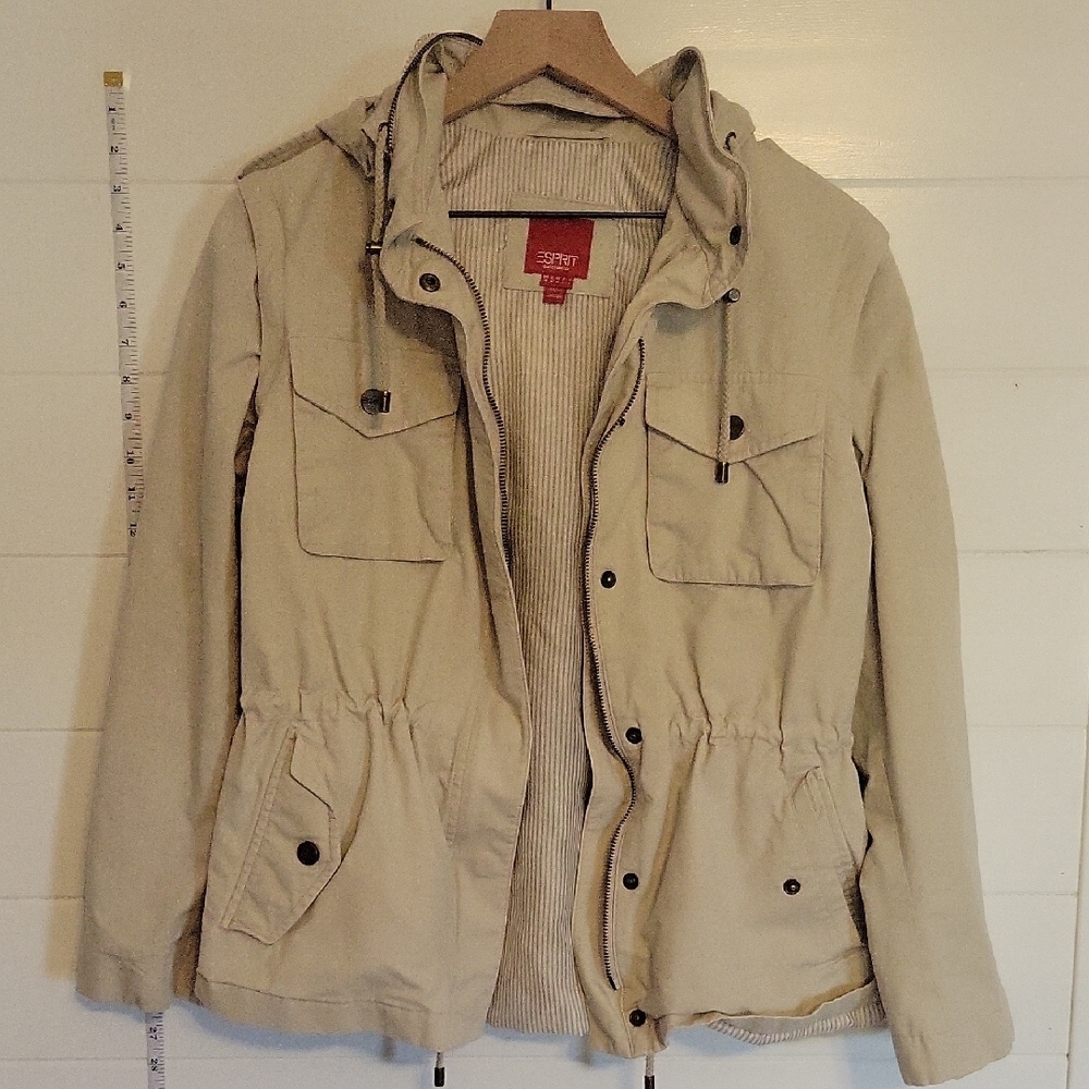 Esprit Tan Utility Jacket with Standing Collar